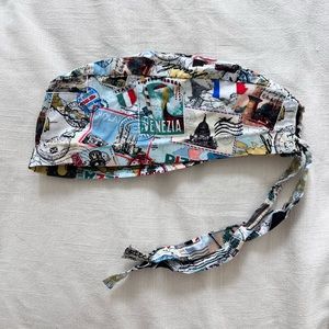 european travel themed scrub cap